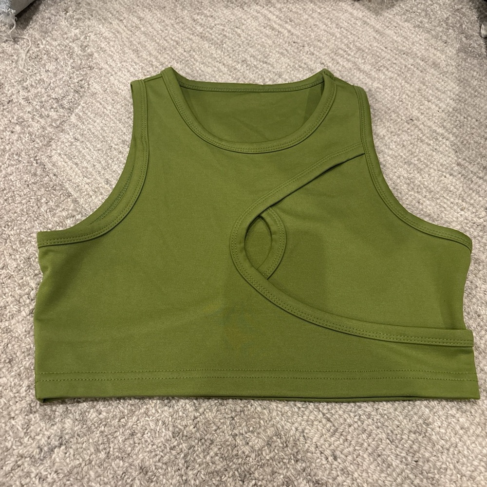 Cider Army Green Cut-Out Crop Top
